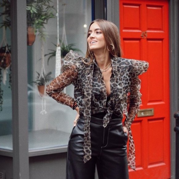 Zara Animal Print Organza Blouse - Picture 9 of 11